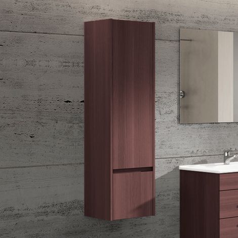 Colonne auxiliaire de salle de bains en 3 couleurs avec une porte et un tiroir 35X130X32 Frêne tea