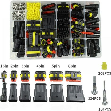 708 Pieces Waterproof Connector, Self-locking Car Waterproof Wire Electrical Connector 1.5mm Terminals 1/2/3/4/5/6 Pin Waterproof Connector with Box for Car Motorcycle Truck (1/5)