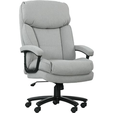 Pour votre bureau : confort et maintien grande taille, fauteuil de direction réglable, charge 200 kg en tissu doux gris clair (1/5)