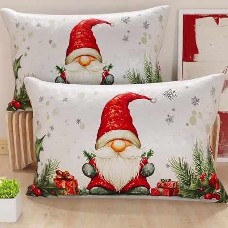 Paire de Housses de Coussin en Microfibre 40x80 cm, Coussins Décoratifs de Noël pour Chambre, Canapé, Salon, Lot de 2 Housses de Coussin, Housse de Coussin GNOME 01