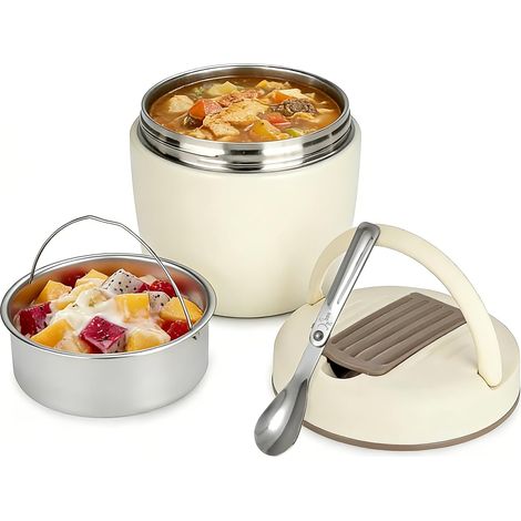 Thermos Alimentaire Chaud 1200ml, Boîte Alimentaire Isotherme,Acier Inoxydable 304 Boite Isotherme Repas Chaud avec Cuillère,sans BPA, pour Ecole, Bureau, Camping (1/5)
