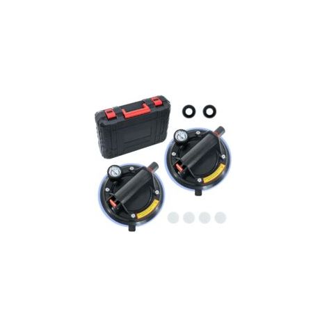 2 Pièces Ventouse Carrelage 8in avec Manomètre,Ventouse Vitre avec Boîte à Outils Portable,Charge Maximale 200KG,Ventouses Fenetre Pour Soulever de Vitre,Carrelage (1/5)