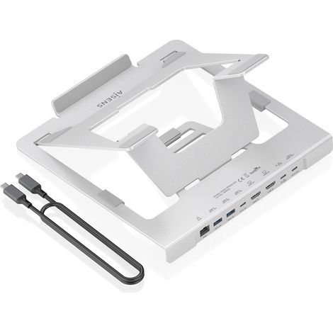 Soporte de Sobremesa - Docking USB Tipo-C Aisens ASUC-7P046-GR/ 2xUSB/ 1xUSB Tipo-C/ 2xHDMI/ 1xRJ45/ 1xUSB Tipo-C PD/ Gris