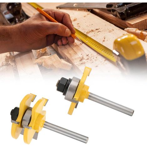 Ensemble de Bits de Routeur en Forme T 2PCS, 3 Dents 1/4 Pouce, Outils Travail du Bois pour le Bois, le MDF, la Planche Particules et contreplaqué avec Lames en Alliage (1/5)