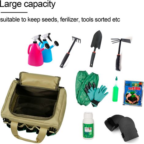 Tabouret de Jardin Pliant et Amovible - Organisateur Multifonction pour Outils de Jardin