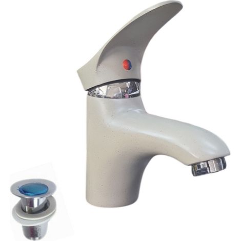 RUBINETTO MISCELATORE PIETRA AVORIO CASA BAGNO LAVABO KIT MONTAGGIO TAPPO JH8191 (1/5)