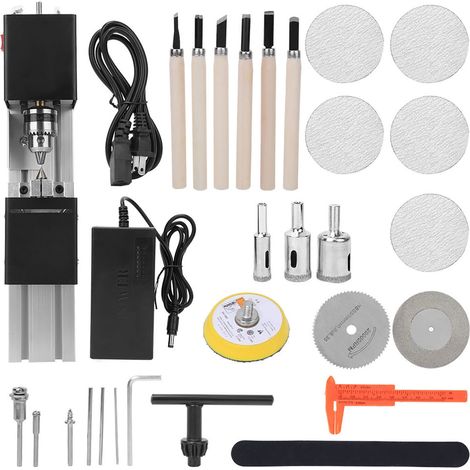 Mini tour de précision noire 100-240V DIY outil de polissage et meulage pour bois (1/5)