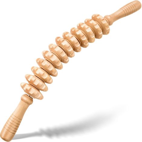 Anti-Cellulite-Massagerolle aus Holz – 12 Rollen für Oberschenkel und Beine, Lymphdrainage und Körperformung – Muskelmassagegerät für Männer (1/5)