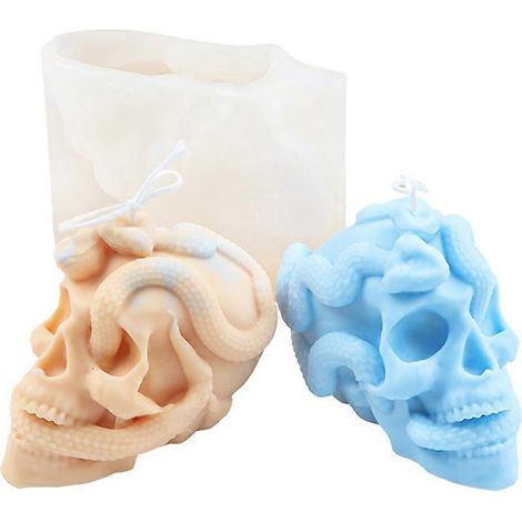 Schlangenschädel-Kerzenform aus Harz, Halloween-Aromatherapie-Gips-Seifenform, Silikonform