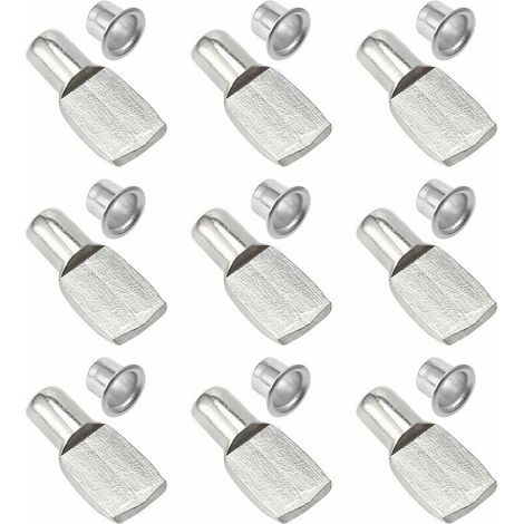 Taquet Etagere, 50 Pièces Metal Nickelé Acier Inoxydable Taquets pour Étagères pour Armoire à Meubles Support De Bureau Accessoires (7mm) (1/5)