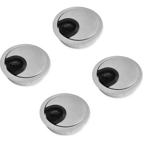 Cache-câbles rond en métal argenté brossé - 50 mm, lot de 4 (1/5)