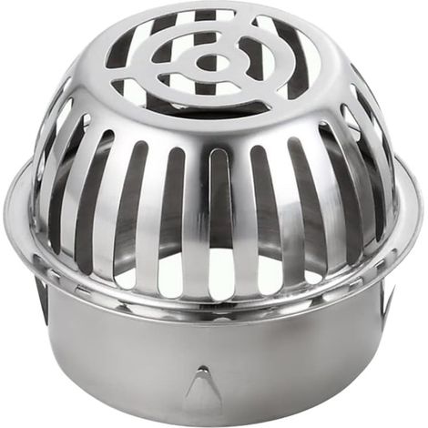Grille protection gouttière acier inoxydable argent Ø99cm récupérateur feuille filtre sol toit fossé égout (1/4)