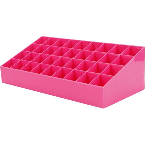 36 grilles maquillage organisateur boîte de rangement cosmétique affichage bureau debout étui de rouge à lèvres conteneur rose (1/4)