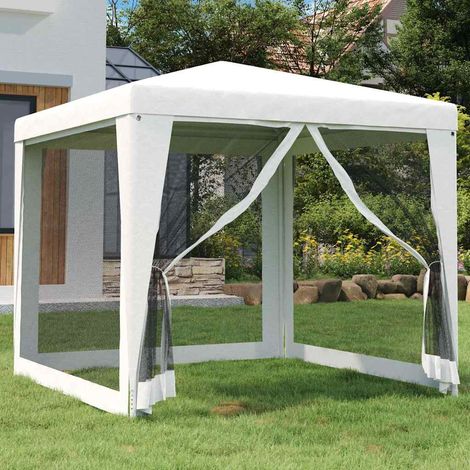 Tente de réception Tonnelle de Jardin - Rapide à Installer 4 parois latérales en maille 2,5x2,5 m Blanc BV129904 - BonneVie (1/5)