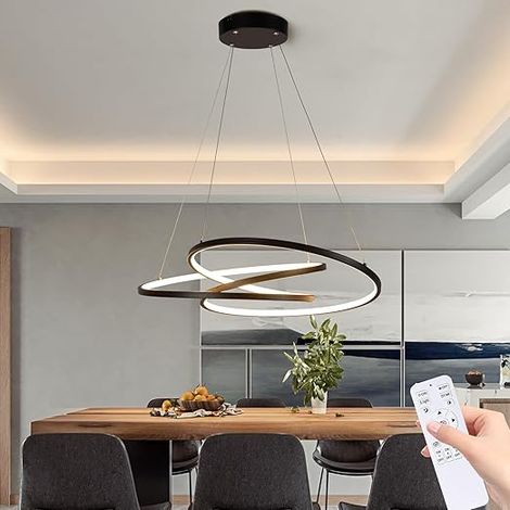 Ganeed Modern Pendant Light Dining Table Hanging Lamp Dimmable Chandelier with Remote Control Black Pendant Light Fixture for Kitchen Dining Room Living Room(40w) (1/5)
