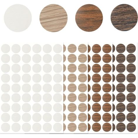 Cache Vis Bois,216 Pcs Cache Trou Mur,D'autocollants pour Trou de Vis,Caches Trous Meuble Adhesif,Autocollant Grain de Bois,pour Table,Chaise,Meuble,Placard Armoire (1/5)