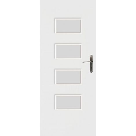 Porte d'intérieur vitrée CHICAGO blanc en plusieurs dimensions - Poussant: Gauche - Largeur porte: 80 cm