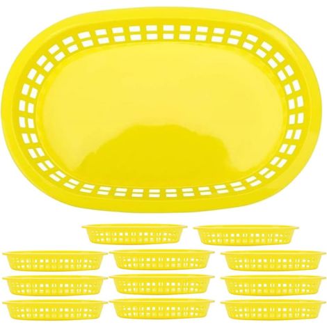 Paniers Alimentaires Ovales Réutilisables et Légers Lot de 12 en Plastique Jaune Rangement de Petits Articles Cuisine Bureau (1/5)