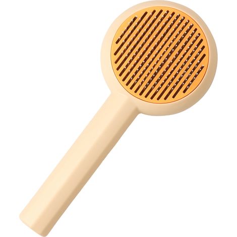 Peigne pour chats et chiens avec fonction de nettoyage automatique, destiné à enlever les poils sous-jacents et les poils enchevêtrés, pour la coiffure des animaux de compagnie， Jaunâtre