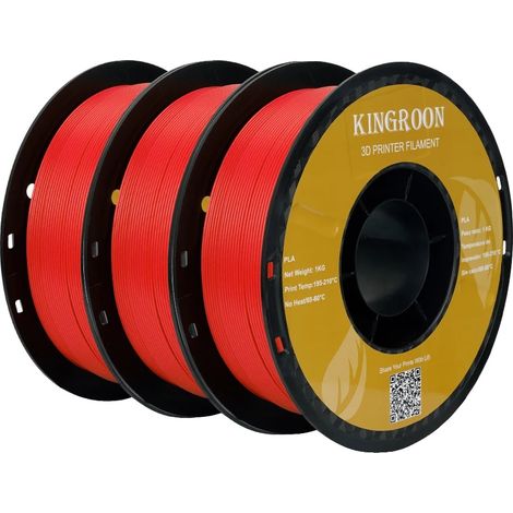 3D-Druckfilament, umweltfreundliches PLA, 1,75 mm Durchmesser, 3 Rollen, rot (1/2)