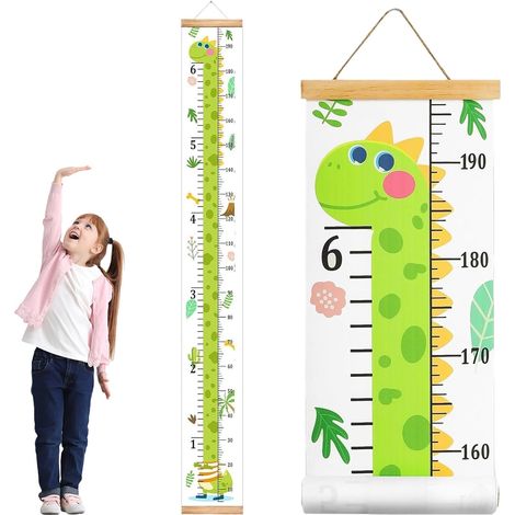 Medidor de altura plegable de madera para colgar en la pared, para niños, 200x20 cm, para dormitorio, sala de estar o sala de juegos.