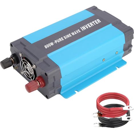600W Onde Sinusoïdale Pure 12V DC vers 220/230/240V AC Convertisseur avec Ports de Charge USB 1 A et Prises AC pour Les Systèmes Montés sur Véhicule et Les Systèmes Domestiques - 600W (1/5)