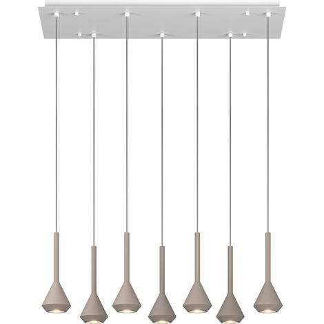 Lampadario Moderno Aygo Metallo Bianco E Sabbia Marrone 7 Luci Gu10