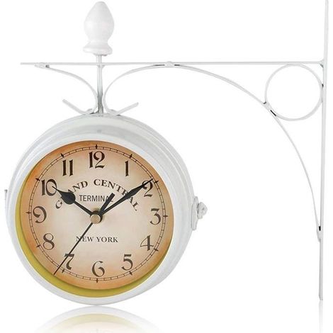 Horloge murale vintage, horloge à double face pour décoration intérieure/extérieure, 21,8 cm (8,6 pouces) (1/5)