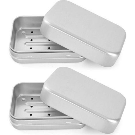 2 Boîte à Savon en Aluminium avec égouttoir Amovible,Porte-Savon de Voyage - Inoxydable en Tôle,Convient à Tous Les savons Solides (1/4)