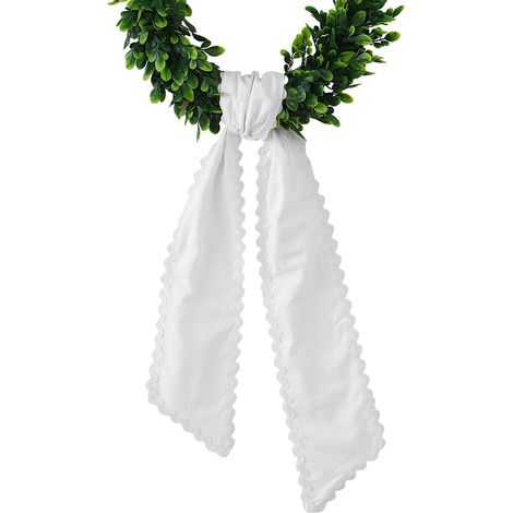 Ribbon Sash - Canvas Wreath Sash with Ric Rac Trim - For Front Door Indoor Outdoor Decoration - 55 x 5 Inches - 1 Piece (1/5)