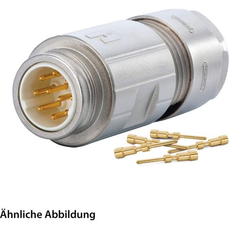 HUMMEL SET inkl. Kontakte M16 Kupplungssteckverbinder, Crimpeinsatz gerade Polzahl 3+4+PE, Stift Kabelabgang gerade, Klemmbereich 5,0mm - 9,0mm - 1 Stück