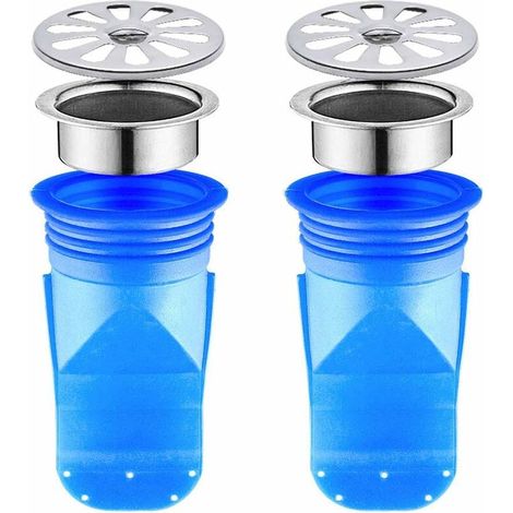 Dispositivo di non ritorno regolabile, sifone a pavimento SiliCone in confezione da 2, valvola di non ritorno per scarichi a pavimento del bagno (B, 92 x 50 mm) - (1/5)