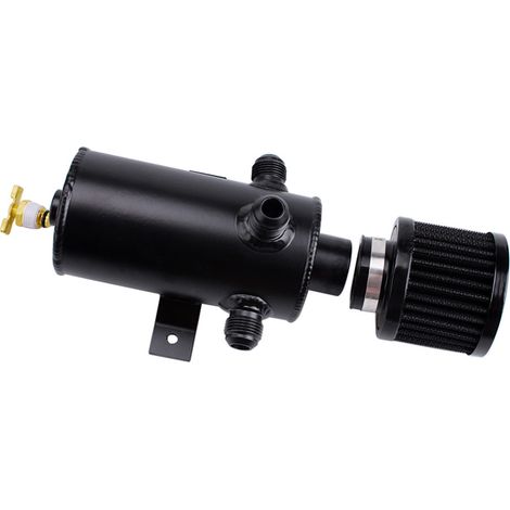 Car modification parts and supplies welding breather oil can with air filter, 0.75L, three-hole exhaust can - black (1/4)