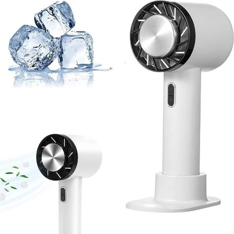 Mini ventilateur USB portable d'extérieur, climatiseur portable avec batterie 2200 mAh, sans fil et rechargeable, à compresse froide, gris. (1/5)