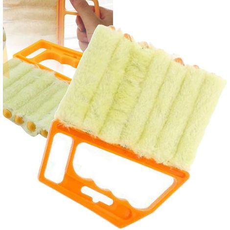 Mini brosse de nettoyage pour stores et volets, multifonctionnelle, jaune, pour la maison et l'hôtel. (1/5)