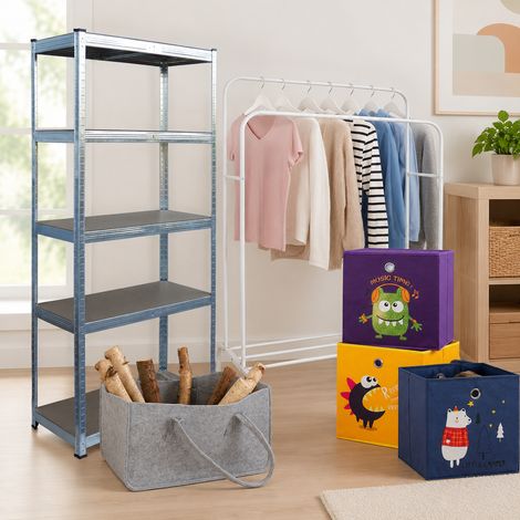 Set di mobili per ingresso e garage (4 pezzi) - Scaffalature in acciaio, appendiabiti e scatole portaoggetti (1/5)