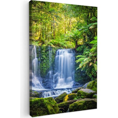 CUADRO EN LIENZO Selva - Cascada - Australia - Plantas - Naturaleza Decoracion Pared Salon 20x30 cm