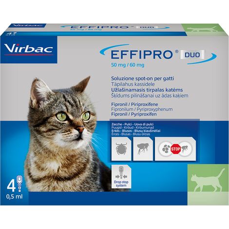 ANTIPARASSITARIO 'EFFIPRO DUO' 'Gatto' da 1 a 6 kg  - 4 pipette ml 0,5  - VIRBAC