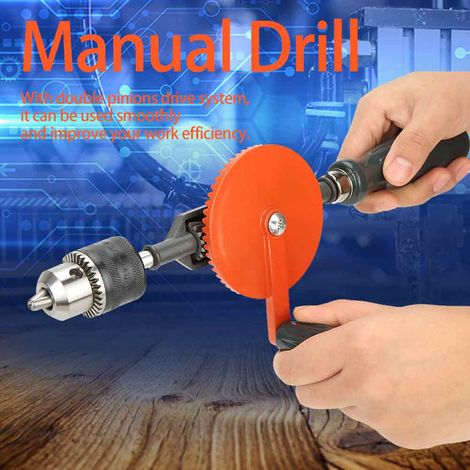 Perceuse à manivelle portable 3/8" Mini perceuse manuelle à double pignon pour bois et plastique (1/5)
