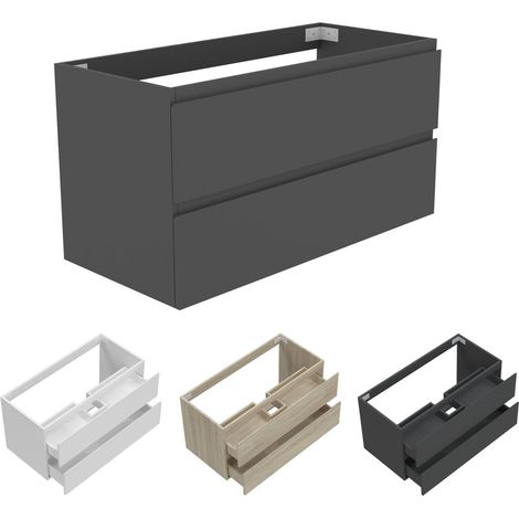 Ocean Sanitaire – Ensemble de meubles de salle de bain chêne avec 2 tiroirs – Dimensions 99x46x52cm – Meuble sous vasque prédécoupé – Vasque à poser — vue 3