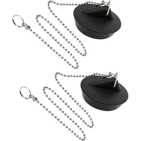 Bouchon de regard en caoutchouc avec chaînette à billes, bouchon de regard universel en acier inoxydable (1/5)