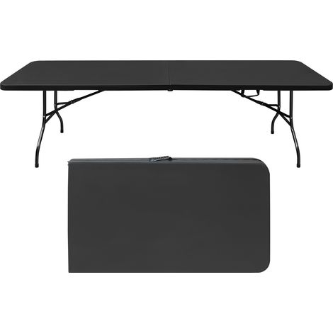 Mesa plegable portátil 244 cm negra de plástico y hierro con asa, alta resistencia 135 kg (1/5)