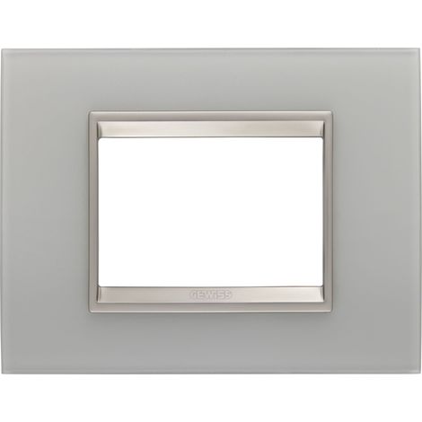 PLAQUE LUX RECT. 3P VERRE NATUREL GEWISS GW16203GT