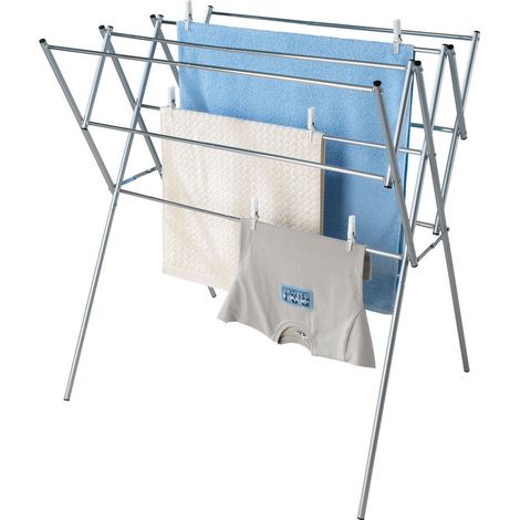 WENKO Stendibiancheria robusto, Asciugabiancheria telescopico, Utilizzabile in interni ed esterni, lunghezza di asciugatura 7,78m, acciaio inossidabile, 54-92x96,5x65,5 cm, Lucido (1/4)