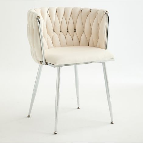 CHICFURN Set de 2 taburetes de bar en tela marfil, diseño de tejido abierto, respaldo bajo y asiento acolchado, estilo moderno para cocina y barra, hasta 140 kg (1/5)