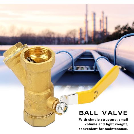 Vanne à bille filtrante en laiton de type Y, filetage femelle DN25, 1" BSP, pour eau, gaz et huile (1/5)