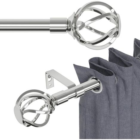 Tringle à Rideau Argent - 1 Pièce - Métal Brillant - Extensible 68-157 cm - Salon Chambre Cuisine - Diamètre 16 mm (1/5)