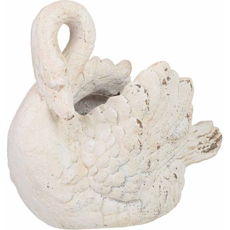 Macetero de cisne de resina blanco 44x22x34 cm (1/5)