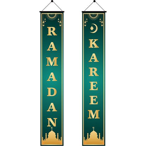 Bannière Eid - 30 x 183 cm - Décoration Intérieure Extérieure pour Ramadan et Aid al-Fitr - 1 Pièce (1/5)