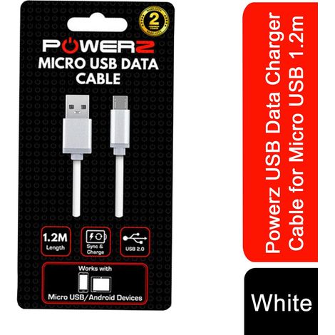 Powerz USB Data Charger Cable for Micro USB 1.2m - White (1/5)